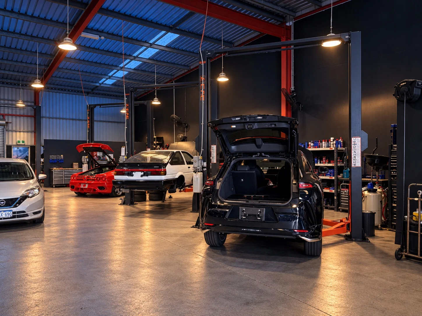 Vehicles inside the IVS Workshop service bays